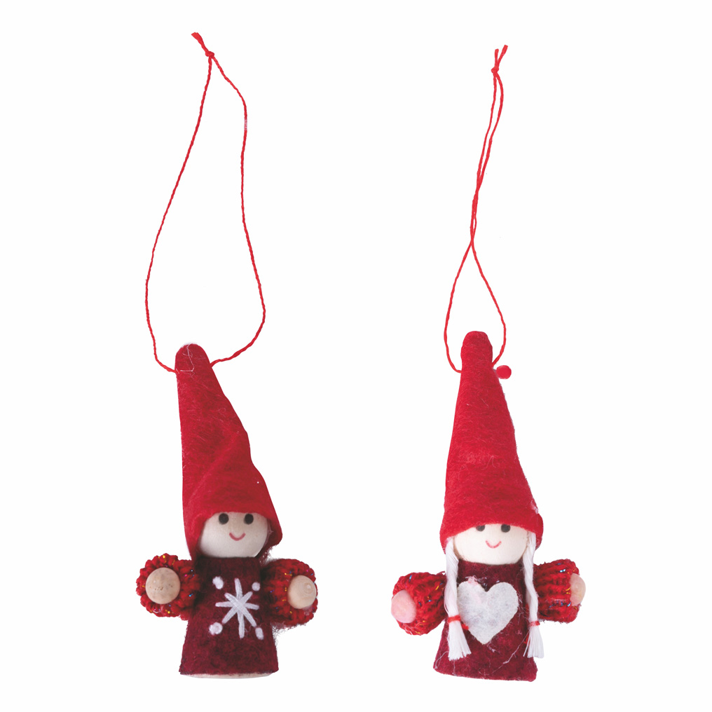 Hanging Christmas doll ornament fabric assorted designs Galileo 5x9 cm