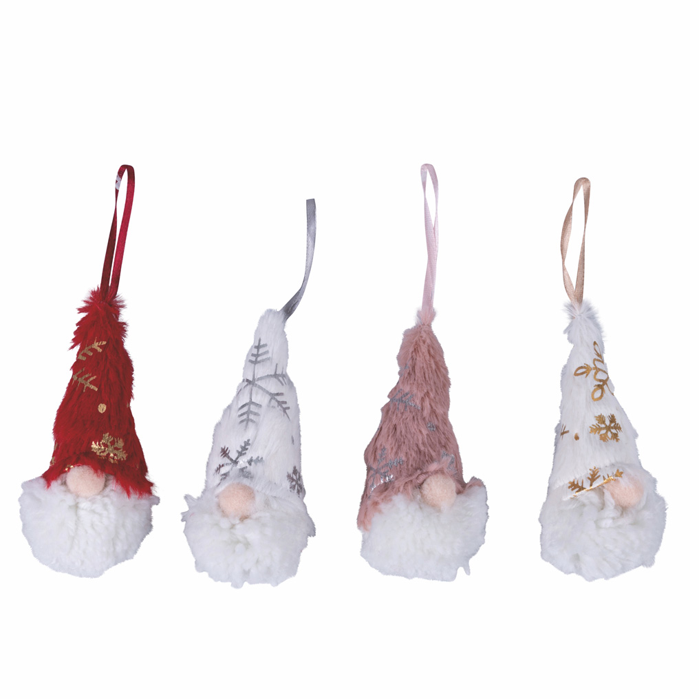 Hanging Gnome head ornament fabric assorted designs Galileo 5x10 cm