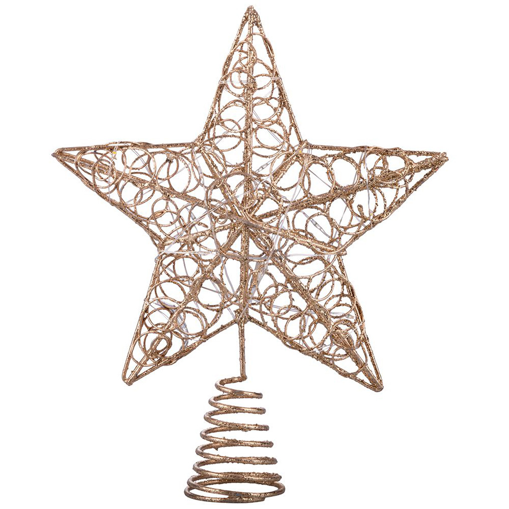 Star tree topper wire / PVC 15 LED Gold Galileo 20x5x25 cm
