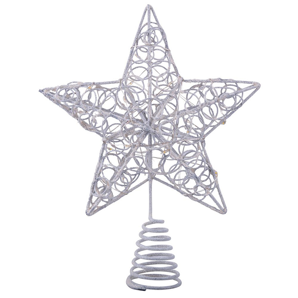 Star tree topper wire / PVC 15 LED White Galileo 20x5x25 cm