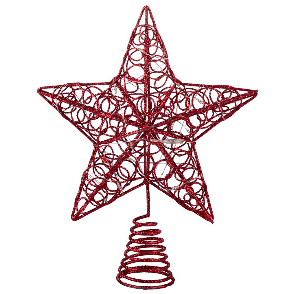 Star tree topper wire / PVC 15 LED Red Galileo 20x5x25 cm