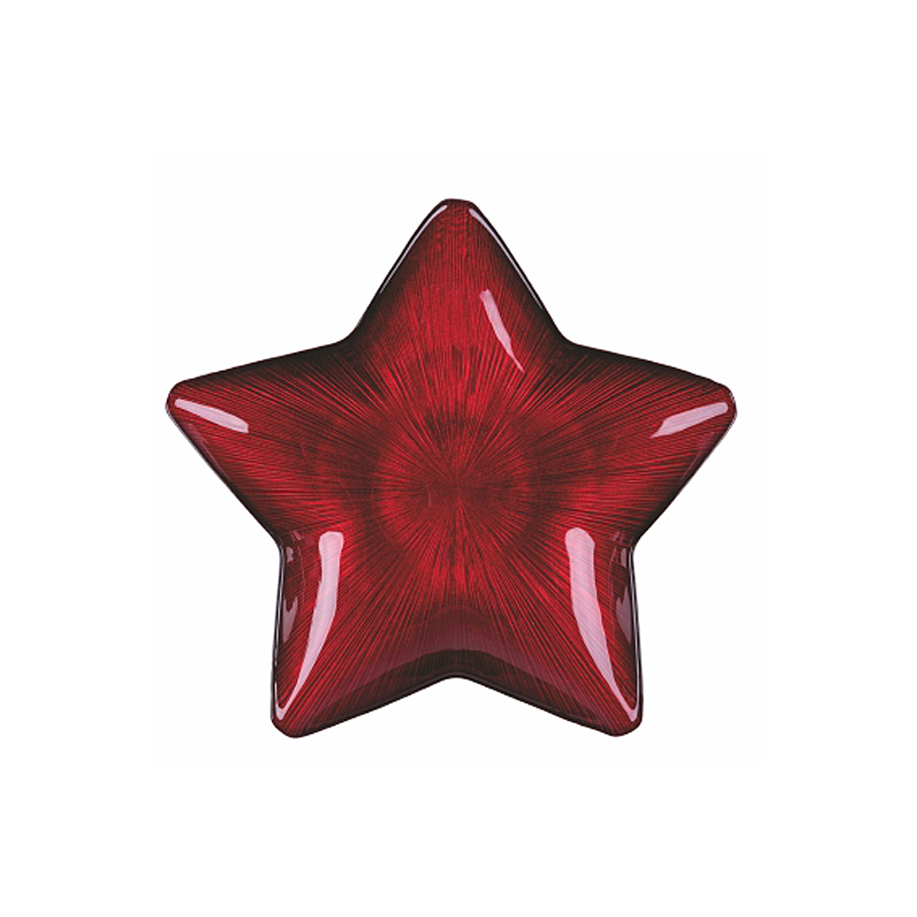 Star plate glass red 30x30x4,8 cm Galileo