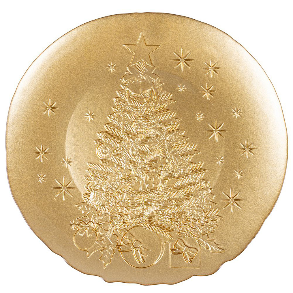 Christmass tree plate glass gold 34x2,5 cm Galileo