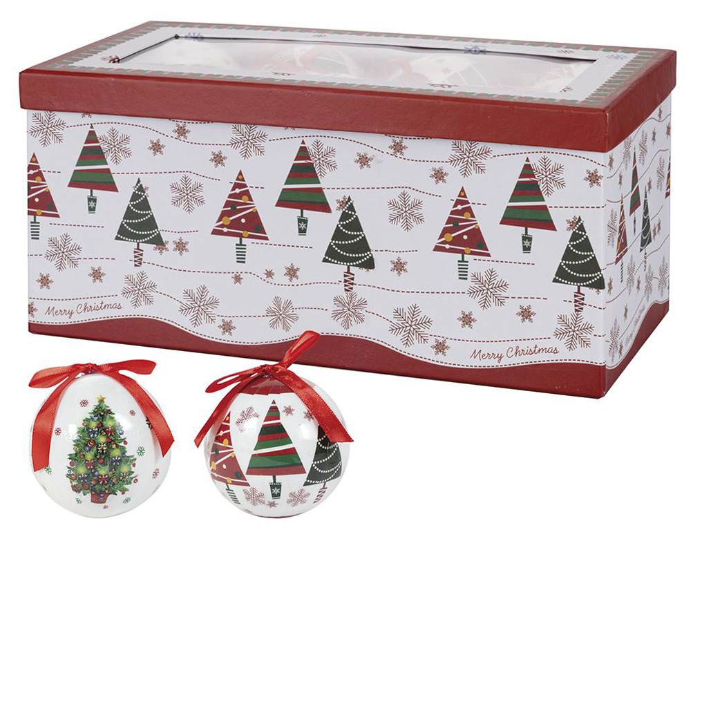 12 Christmas balls in decorative box Trees Galileo 7,5 cm
