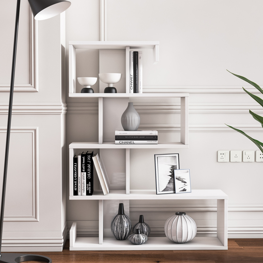 Particle Board Bookcase with Shelves Longway White 598MNM1513 W80xH100xD22 cm
