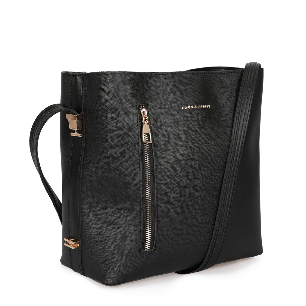 Laura Ashley Handbag Erindale v2 Black PVC Leather 25x26x15 cm