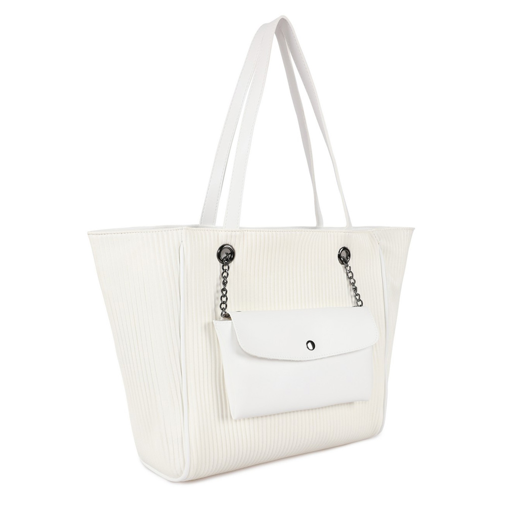 Laura Ashley Handbag Relief-Stick White PVC Leather 15x32x28 cm