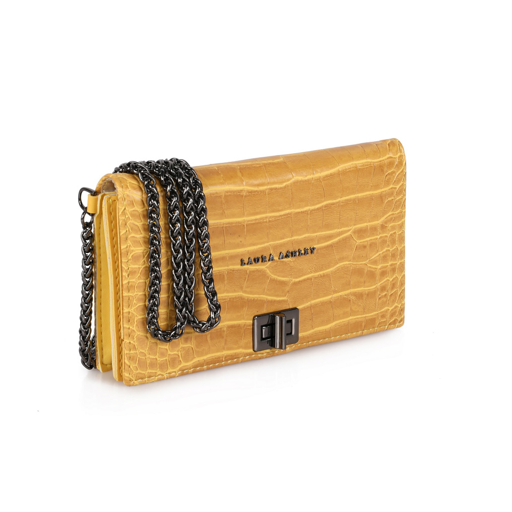Laura Ashley Handbag Duthie-Croco Yellow PVC Leather 18x2x10 cm