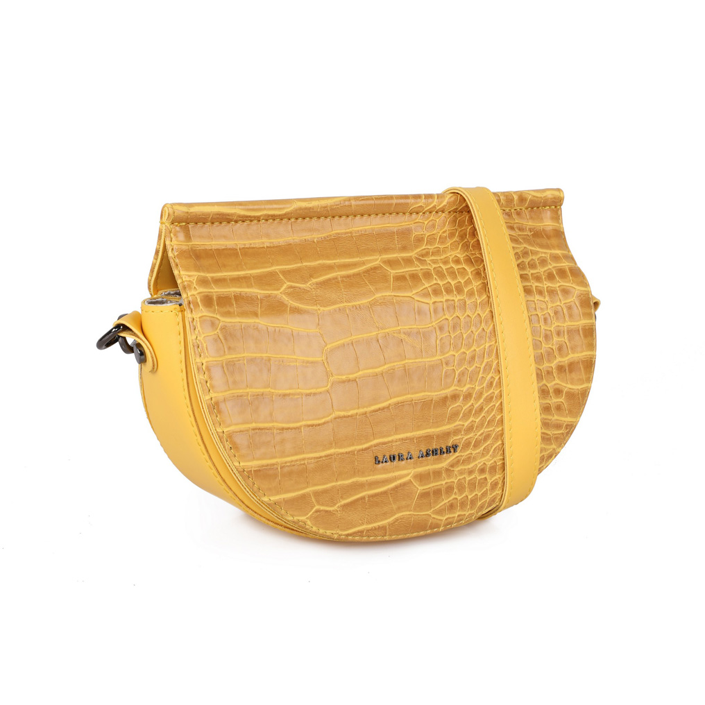 Laura Ashley Handbag Tarlton-Croco Yellow PVC Leather 25x3x12 cm