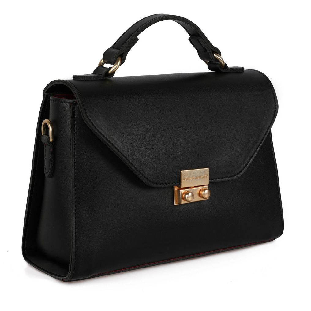 Laura Ashley Handbag Dormer-Black PVC Leather 10x22x16 cm