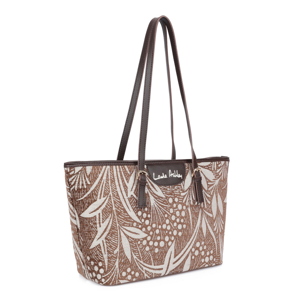Laura Ashley Γυναικεία τσάντα Byron-Flower Brown Ύφασμα & Δερματίνη 15x40x25 εκ. 651LAS1835