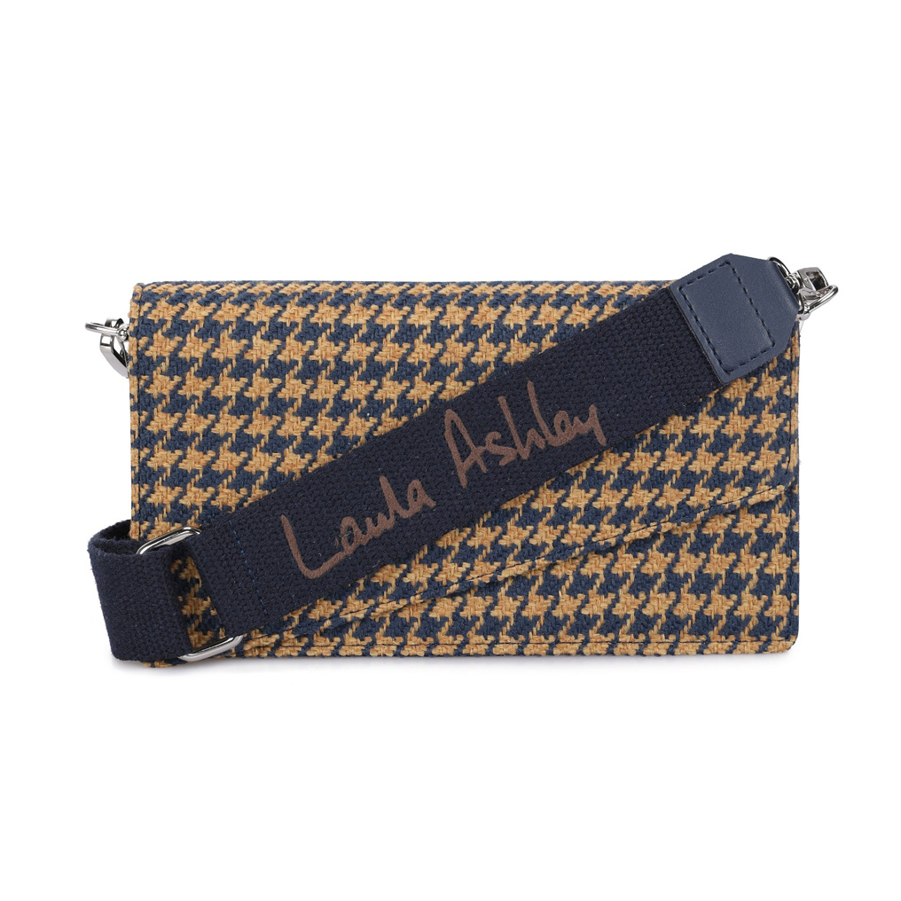 Laura Ashley Handbag Creston-Crowbar Dark Blue Fabric & PVC Leather 24x6x14 cm