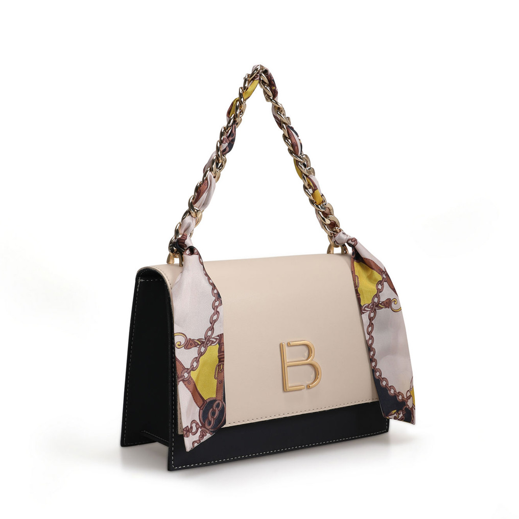 Γυναικεία τσάντα Lucky Bees 918 - Κρεμ, Σκούρο μπλε Δερματίνη 23x9x16 εκ. 671LKB1486