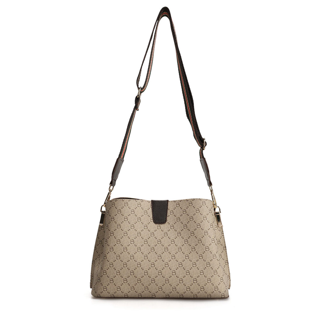 Handbag Lucky Bees 334 v2 - Cream, Brown Polyvinyl leather 33x12x20 cm 671LKB1513