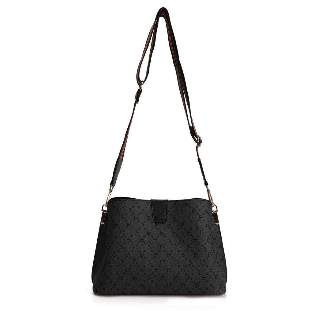 Handbag Lucky Bees 334 v2 - Grey, Black Polyvinyl leather 33x12x20 cm 671LKB1514