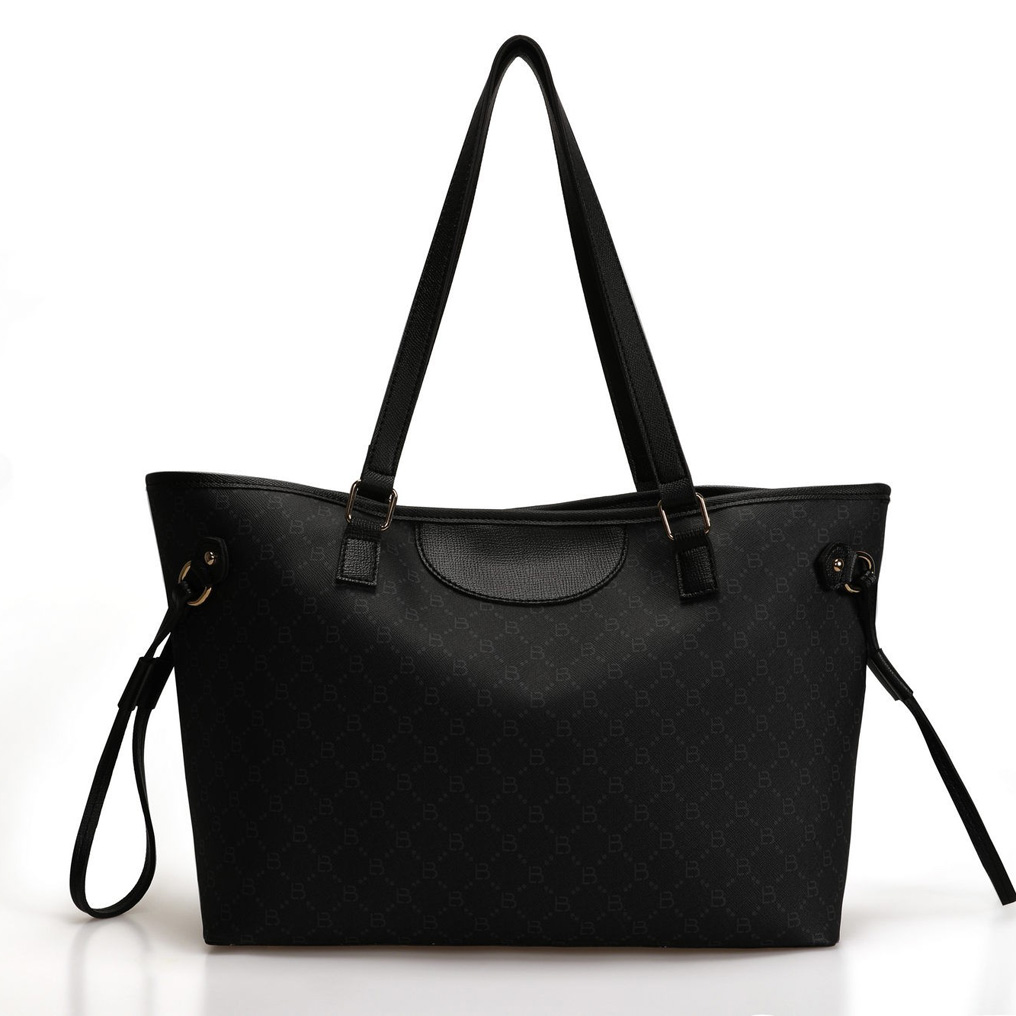 Shopper bag Lucky Bees 355 v2 - Black, Grey Polyvinyl leather 50x15x28 cm 671LKB1521
