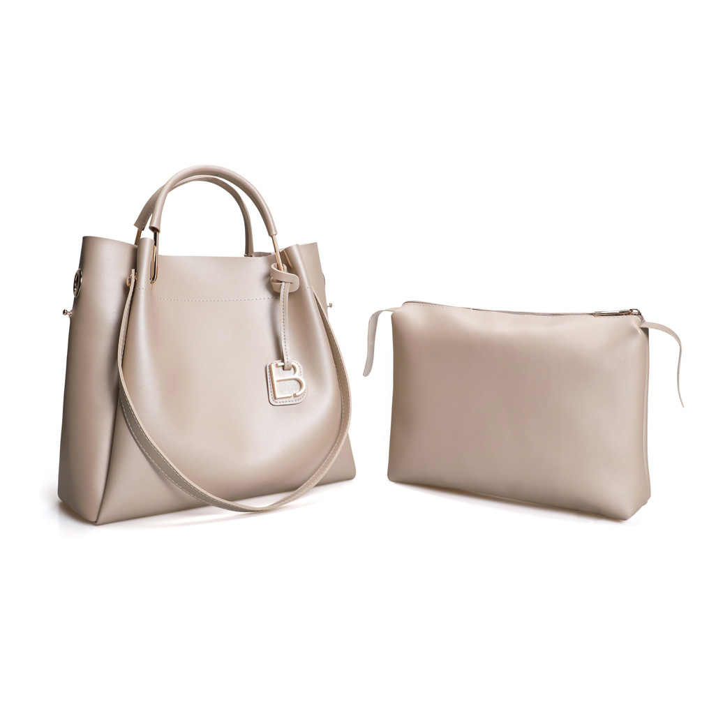 Handbag with makeup bag Lucky Bees 275 - Gold Polyvinyl leather 34x16x33 cm 671LKB1608