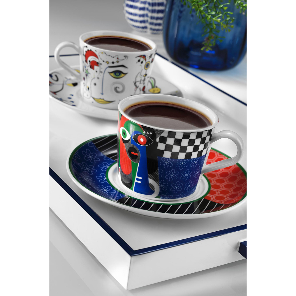 Tea cup + saucer Multicolor Porcelain 9x12x7 cm / 240 cc 710KTP2152