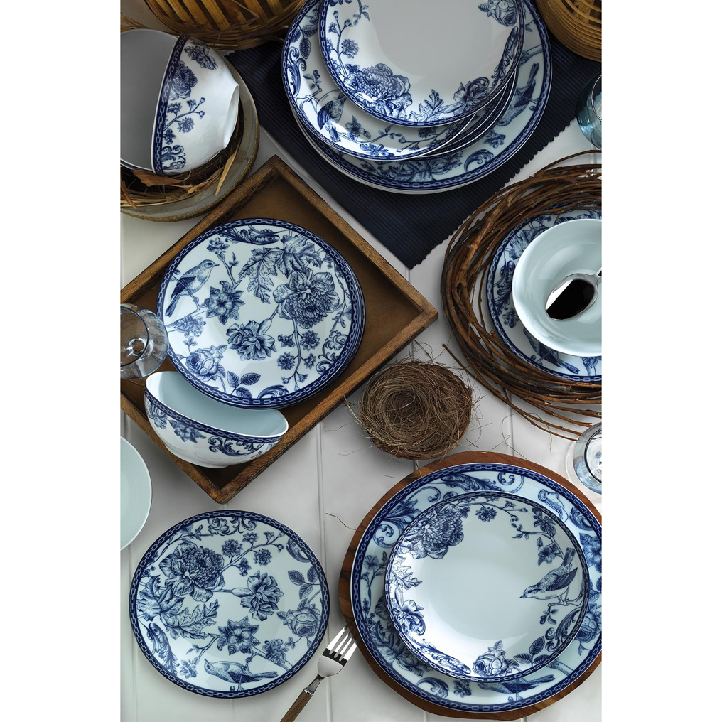 Dinner set 100% Porcelain Blue / White 24 pcs 710KTP2953