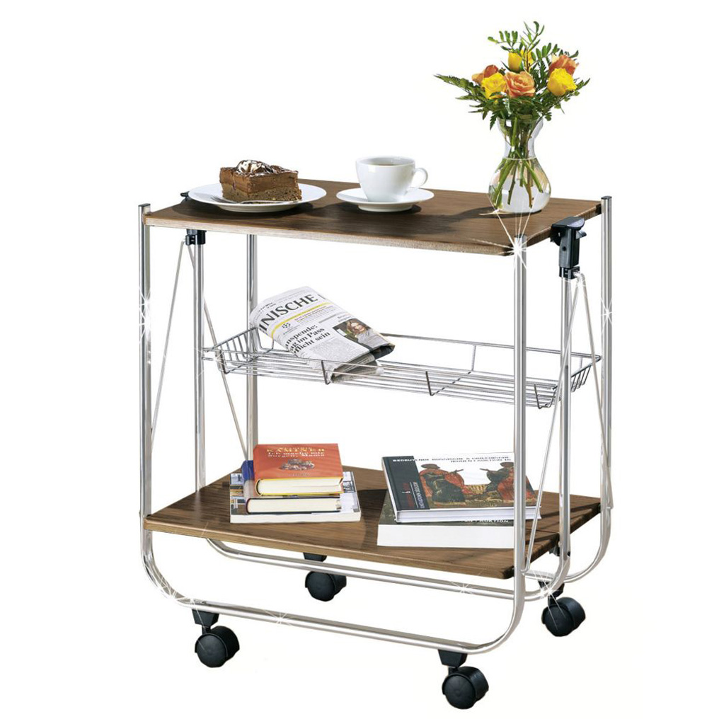 Dinett collapsible serving trolley walnut MDF / steel 68x40,6x70 cm 713003500