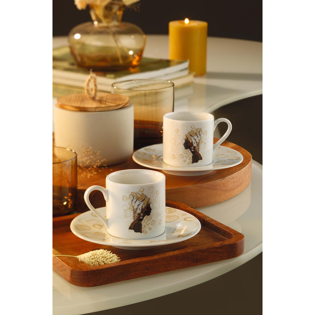 Coffee cup + saucer set White 2 pcs Porcelain 6x6x5 cm / 90 cc 719KTP9681