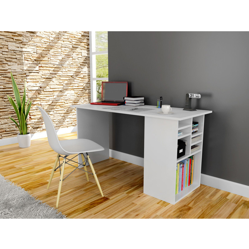 Particle Board Desk with Shelves Acacia White 746JUG3812 W120xH74xD50 cm