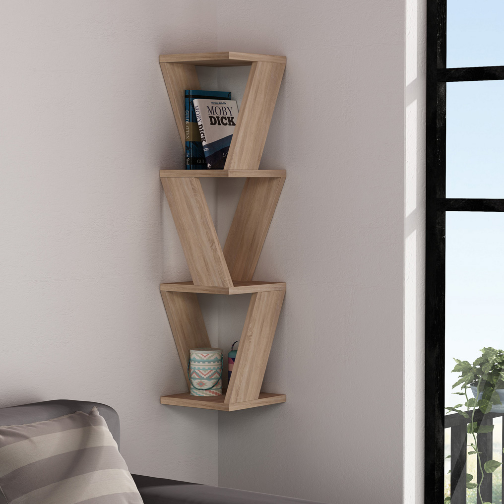 Particle Board Wall Shelf Zena Oak 776HMS1711 W22xH85xD22 cm