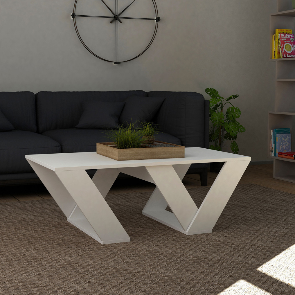 Particle Board Coffee Table Pipra White 776HMS2820 W110xH40xD60 cm