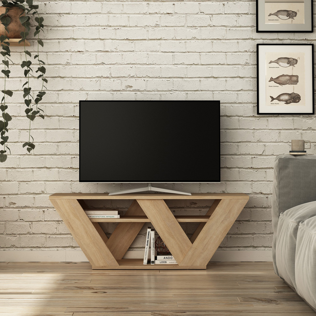 Particle Board TV Stand with Shelves Pipralla Oak 776HMS3039 W110xH40xD30 cm