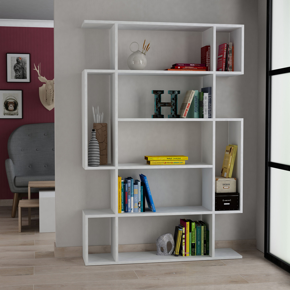 Particle Board Bookcase with Shelves Mito White 776HMS3616 W110xH161xD25,5 cm