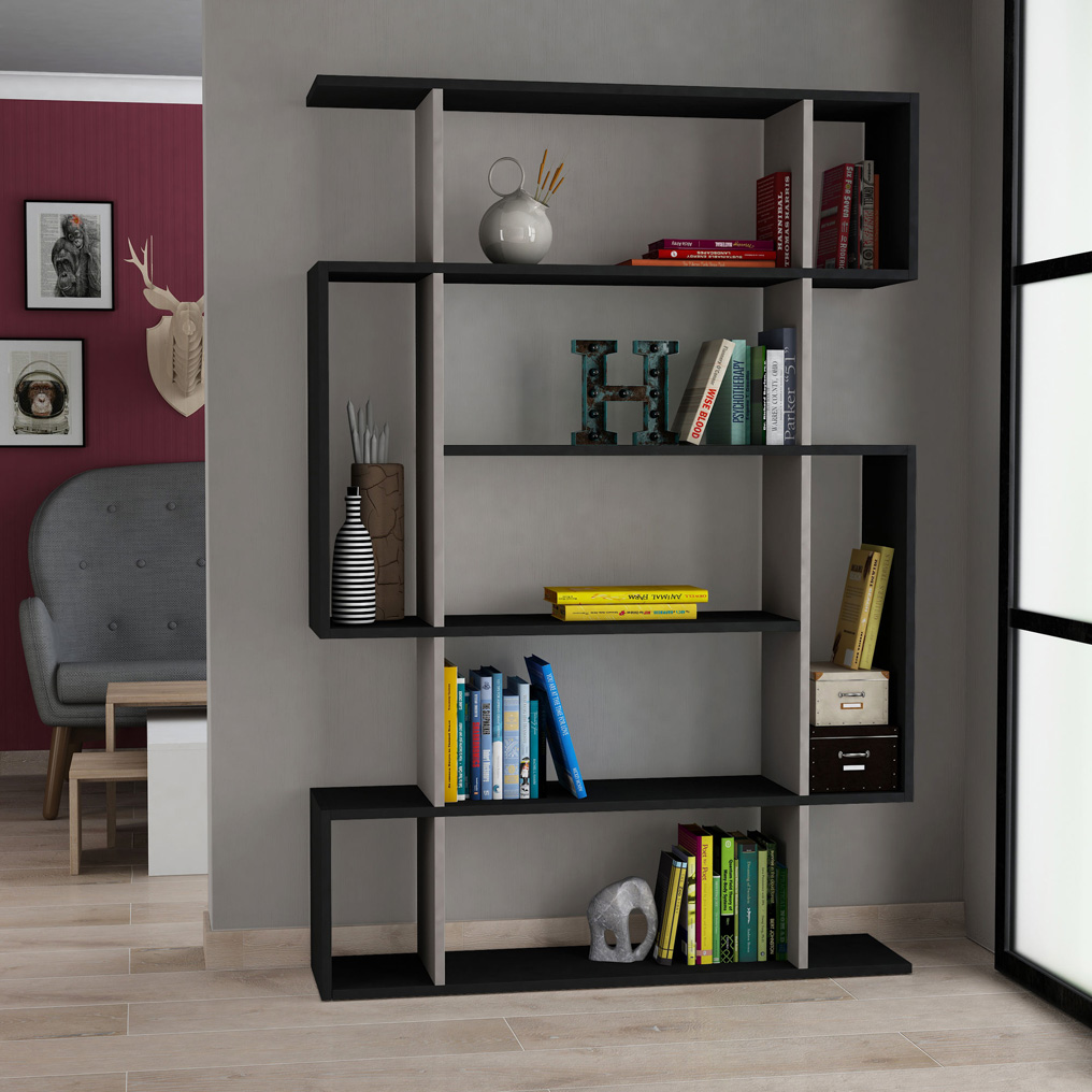 Particle Board Bookcase with Shelves Mito Anthracite, Light Mocha 776HMS3617 W110xH161xD25,5 cm