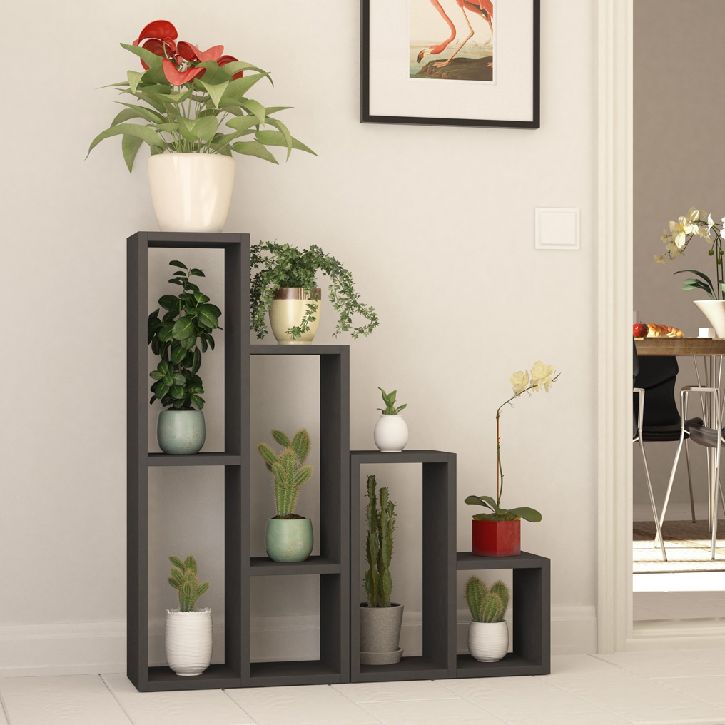 Particle Board Bookcase with Shelves Sule Anthracite 776HMS3648 W42xH89xD20 cm + W42xH45xD20 cm