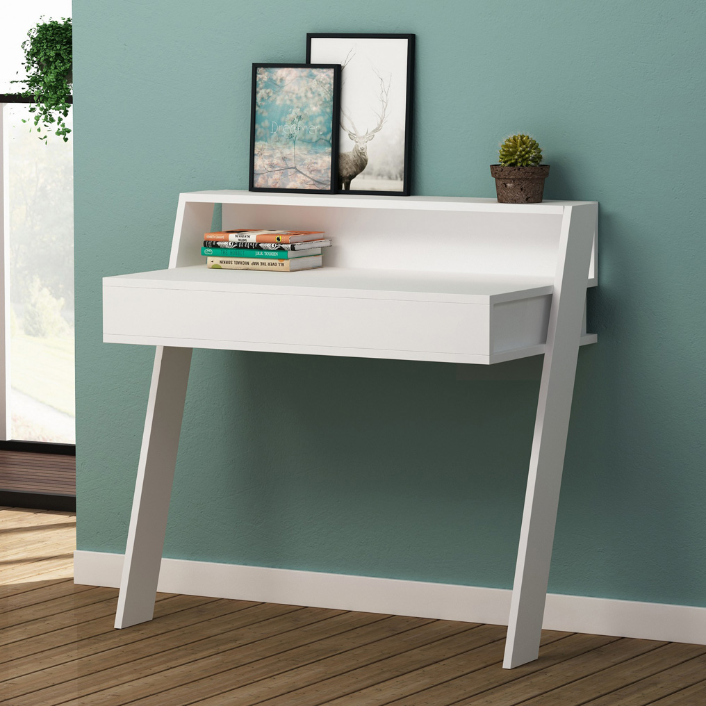 Particle Board Desk with 1 Drawer Cowork White 776HMS3807 W94xH91xD50 cm