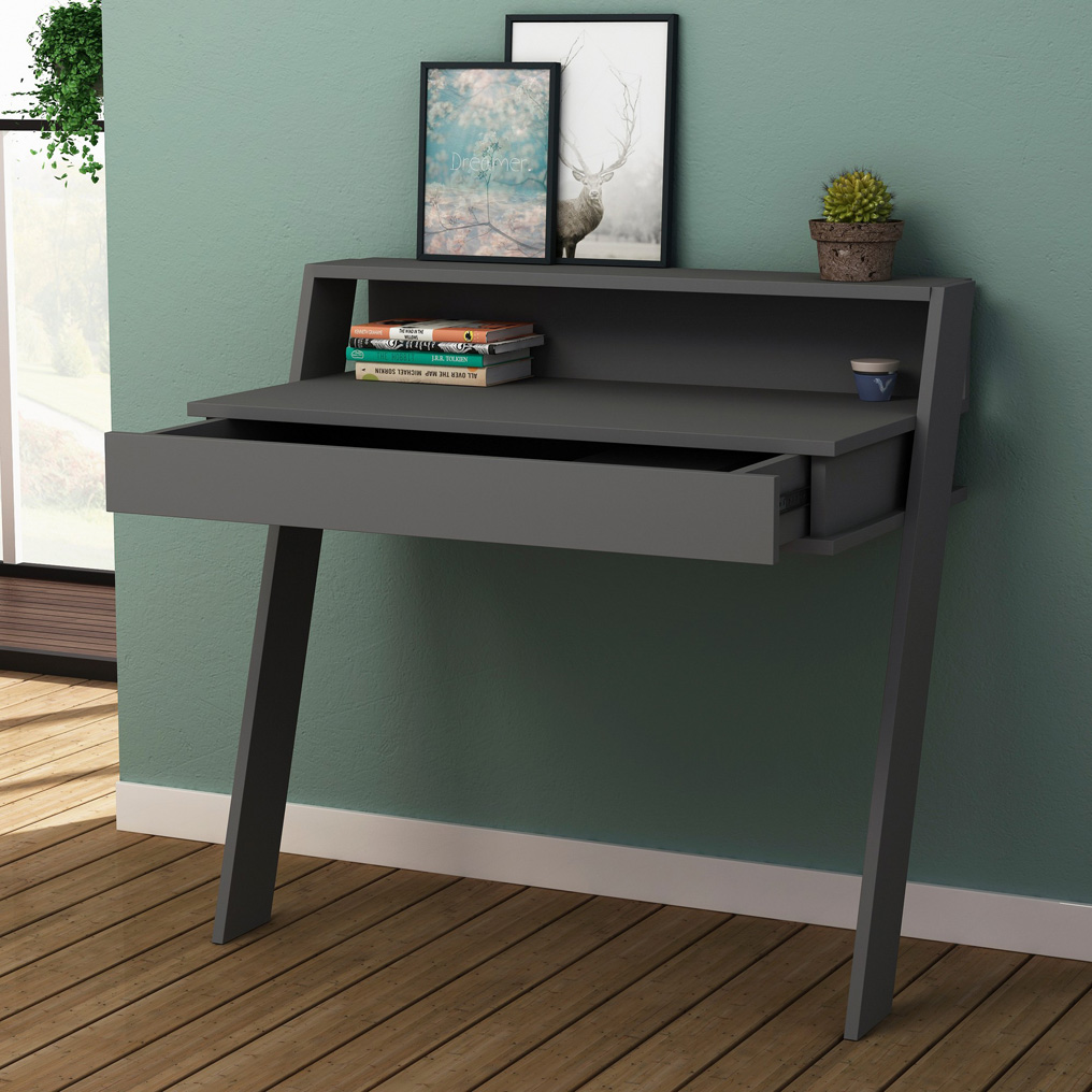 Particle Board Desk with 1 Drawer Cowork Anthracite 776HMS3808 W94xH91xD50 cm