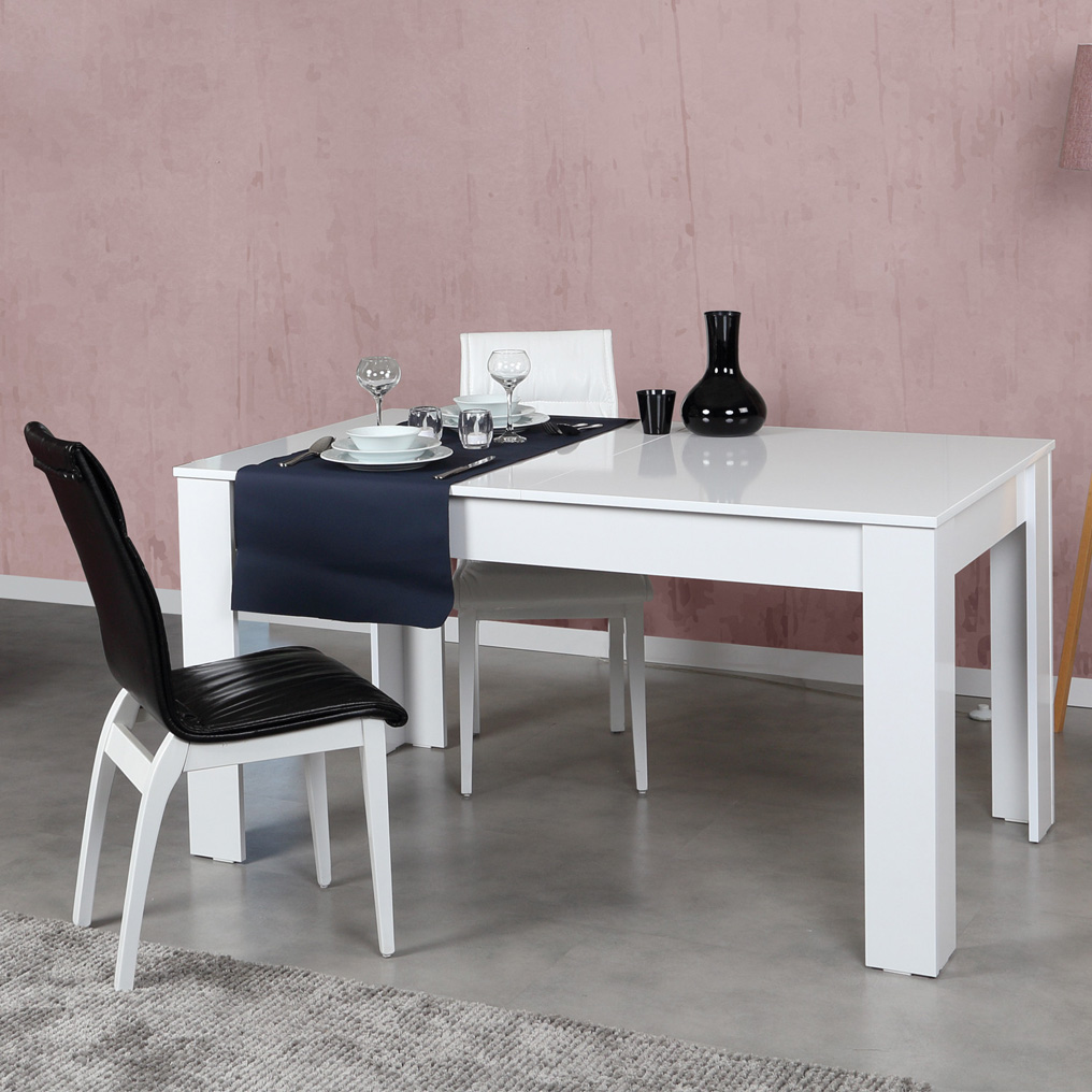 Extendable Particle Board Dining Table Oblo Shiny White 801CMY2908 W130xH78xD80 cm