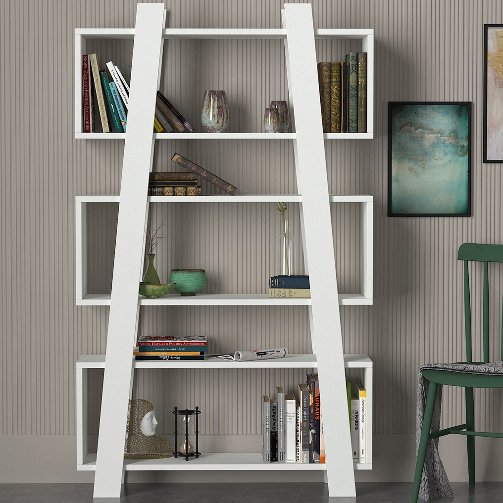 Particle Board Bookcase with Shelves Almira White 804TRH3611 W90xH150xD22 cm