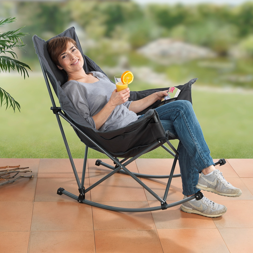 Foldable rocking chair with carrying bag