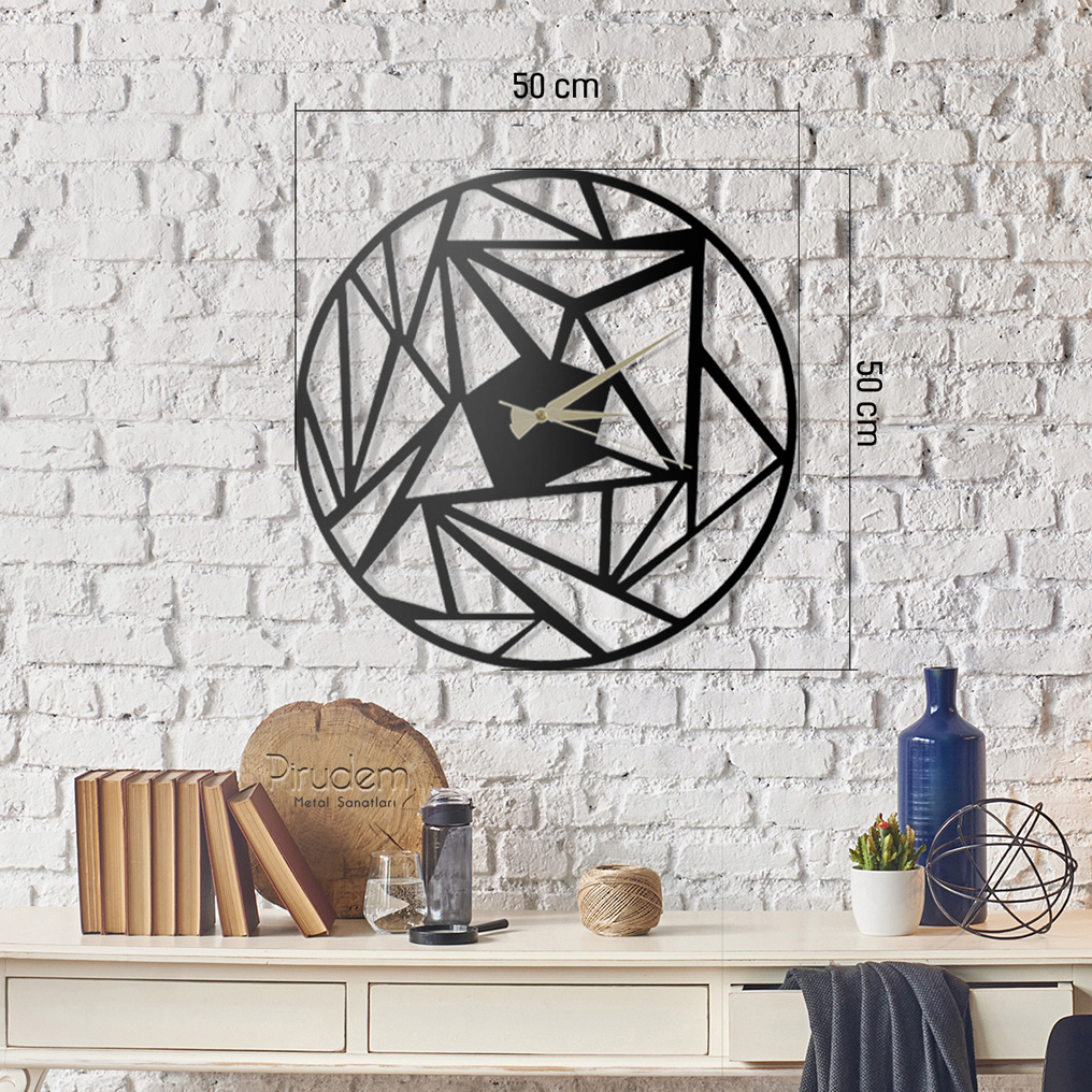 Decorative Metal Wall Clock Perspective 50x50 cm