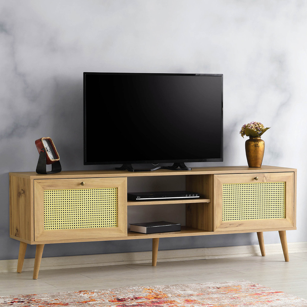 Particle Board TV Stand with Shelves Letoon 180 Oak 854KLN3030 W180xH60xD40 cm