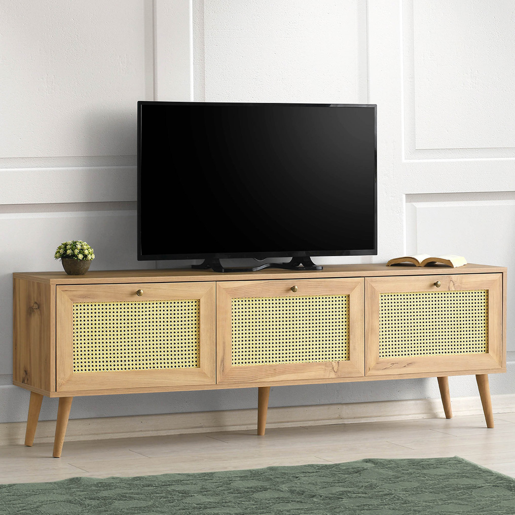 Particle Board TV Stand with Shelves Likya 180 Oak 854KLN3032 W180xH60xD40 cm