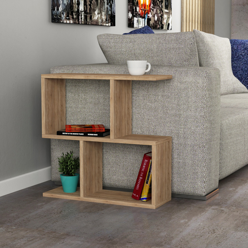 Particle Board Side Table with Shelf Mania Oak 855DTE2874 W60xH60xD20 cm
