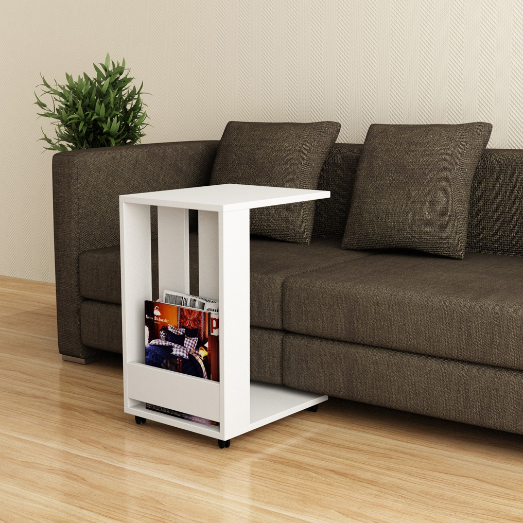 Particle Board Side Table Edi White 855DTE2877 W37xH60xD45 cm