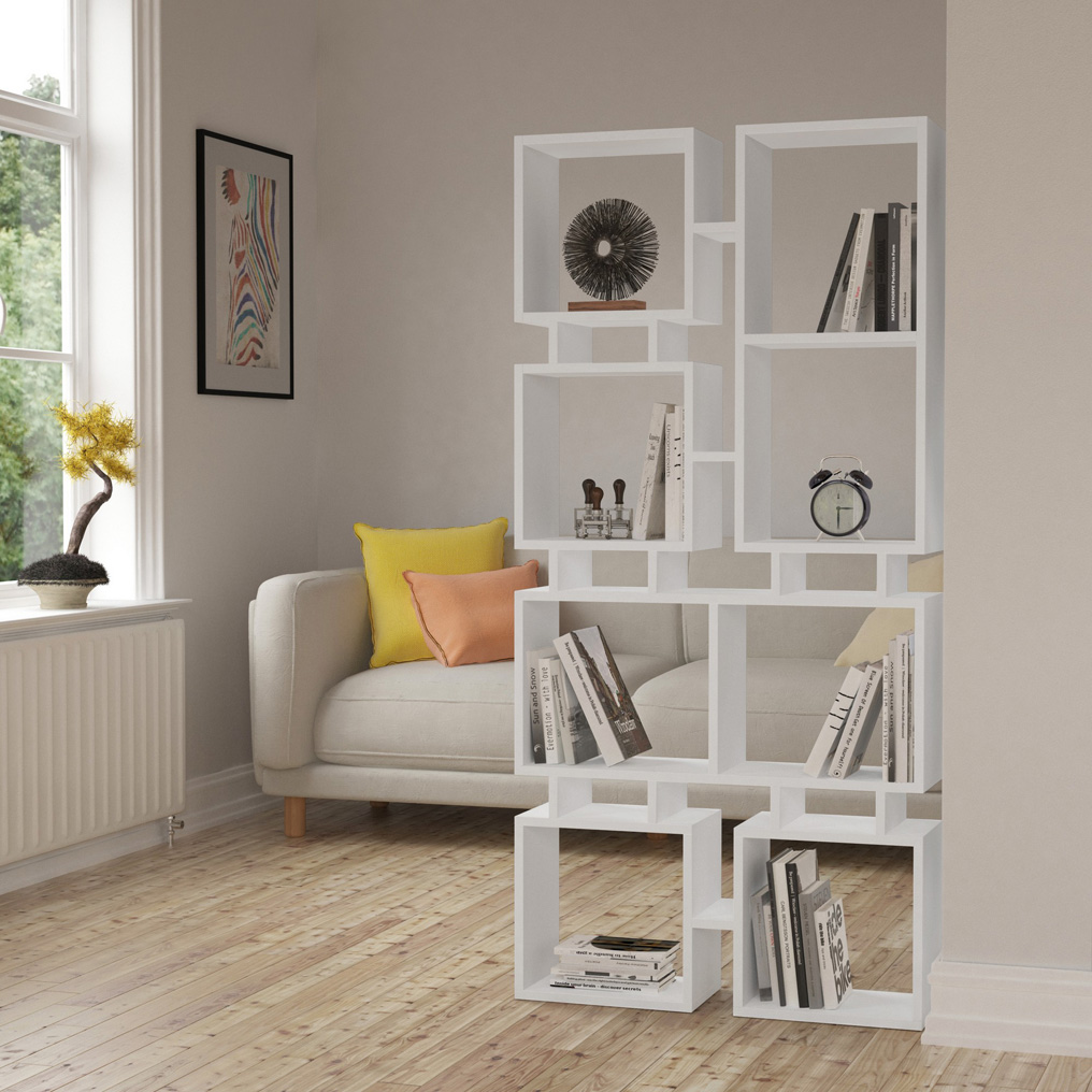 Particle Board Bookcase with Shelves Rail No.1 White 855DTE3646 W79xH166,5xD24 cm