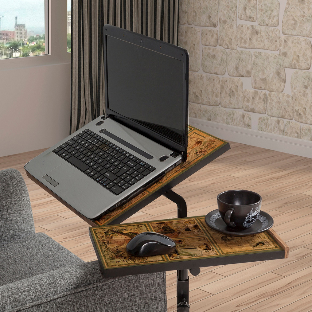 Particle Board & Metal Laptop Desk+Side Table Glen 732 Atlantic Pine+Black 863SPH2815 67x87x45,5 cm