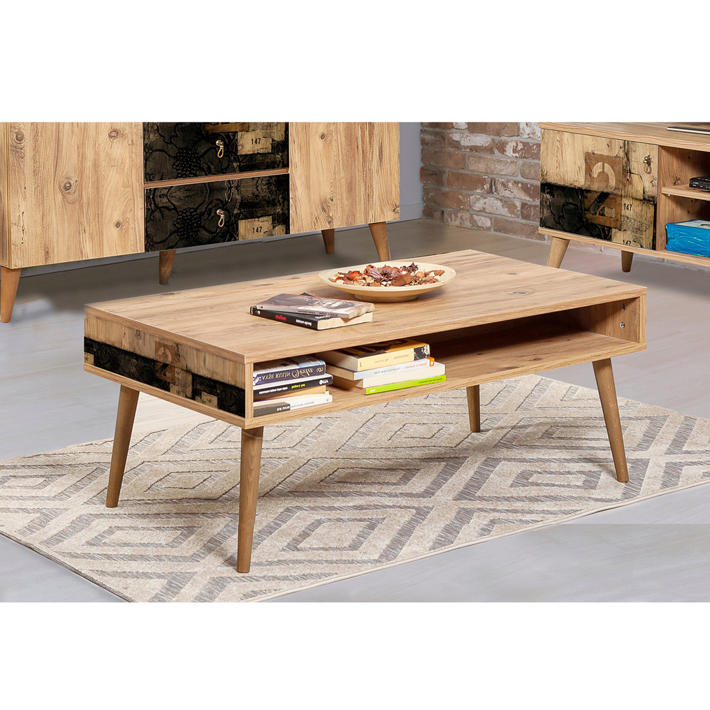 Particle Board Coffee Table with Shelf Viva-764 Atlantic Pine 869VEL2524 W110xH45xD60 cm
