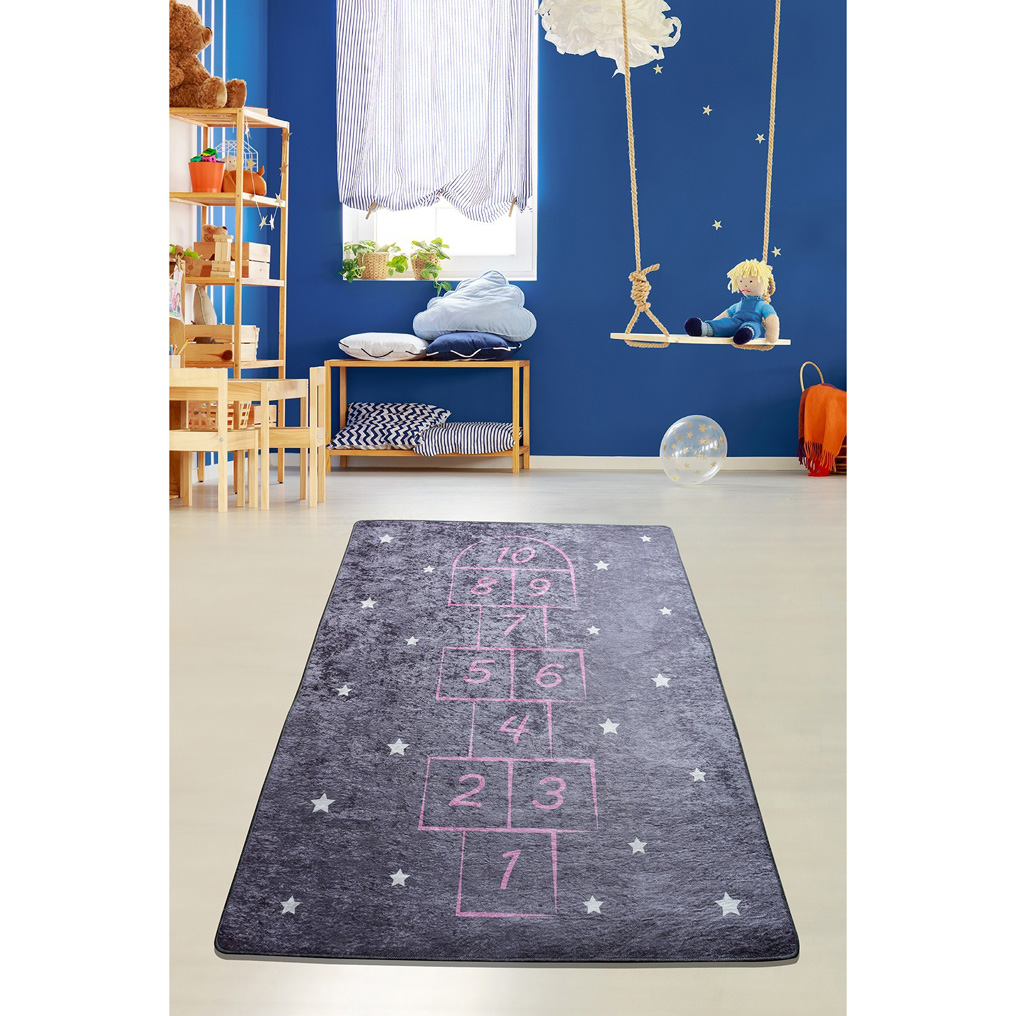 Carpet Hopscotch - Grey 100% Velvet fabric 100x160 cm