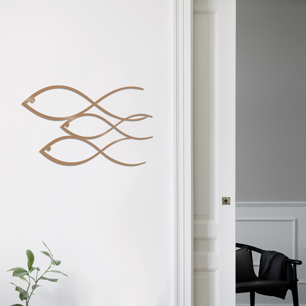 Διακοσμητικό τοίχου μεταλλικό Fish-Copper 50x30 εκ.