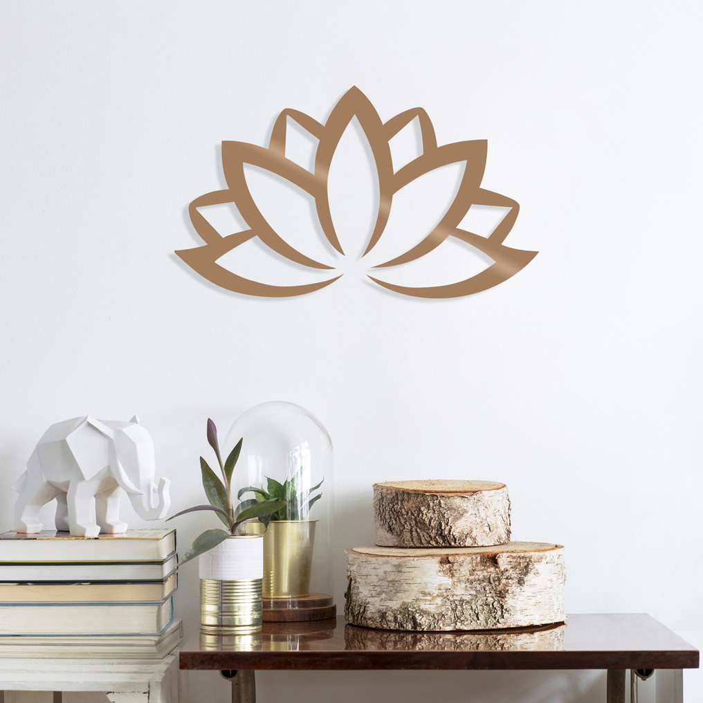 Decorative Metal Wall Accessory Lotus Flower 2-Copper 60x35 cm