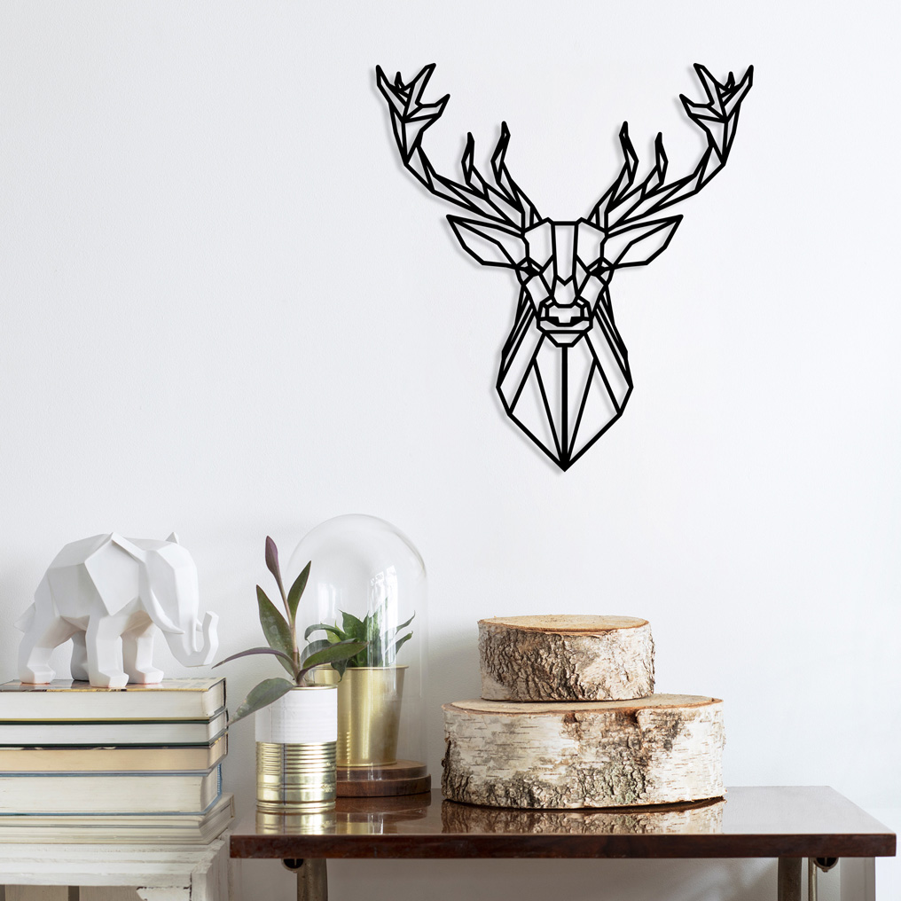 Decorative Metal Wall Accessory Deer 4-Black 60x65 cm