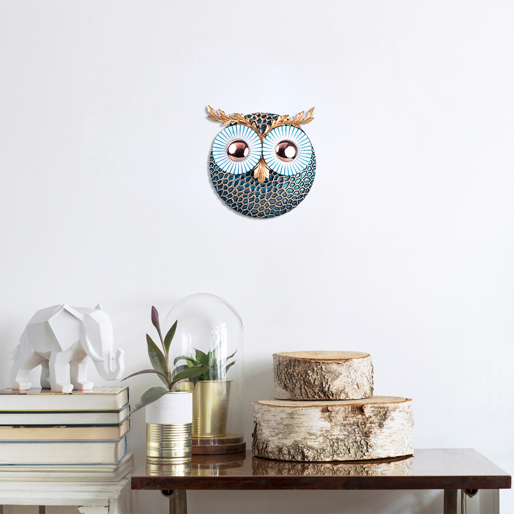 Decorative Metal Wall Accessory Owl 3-Copper 19x19 cm